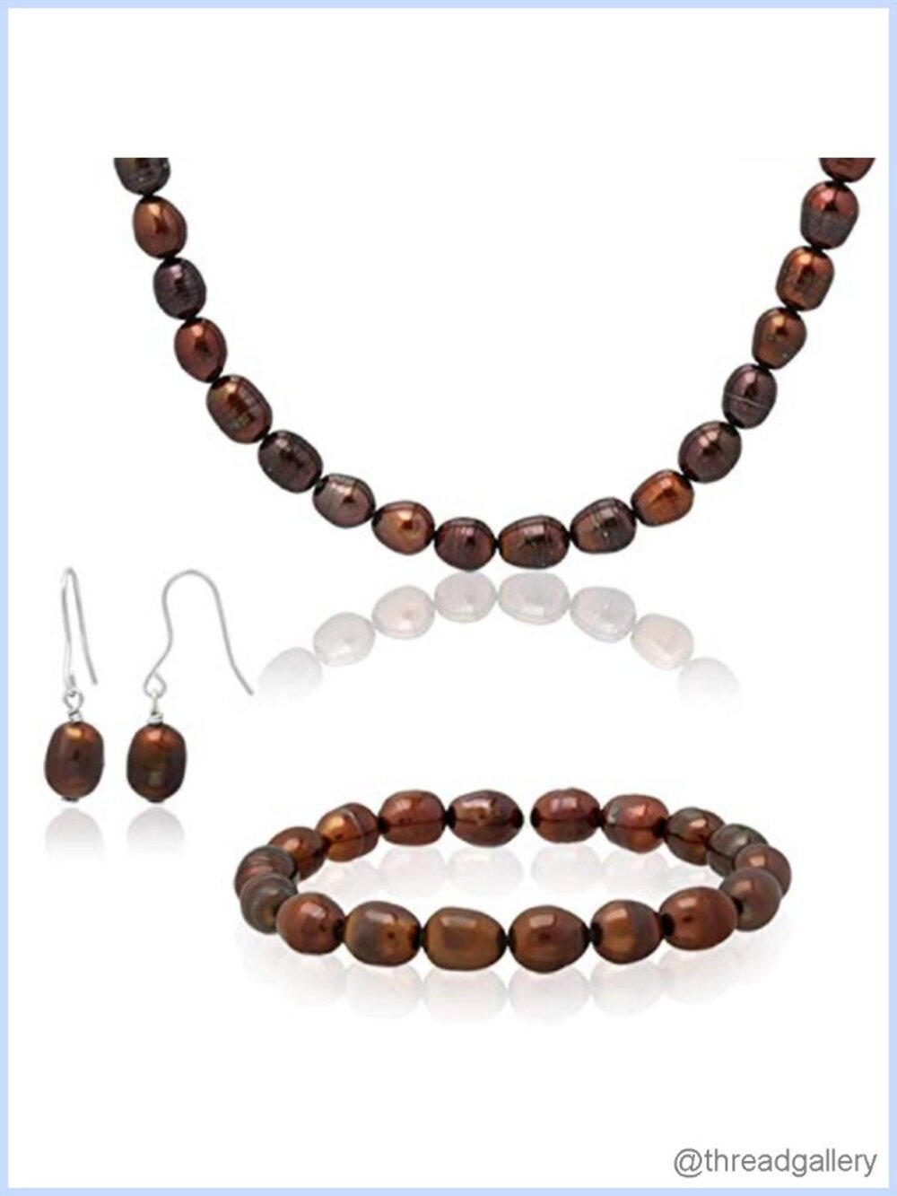 925 Sterling Silver Freshwater Pearl Necklace Bracelet Earrings Jewelry Set